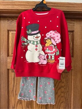 Kids Red Strawberry Snowman Pajama Set by Walmart